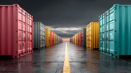 Fototapeta premium shipping containers with clean layout and copy space