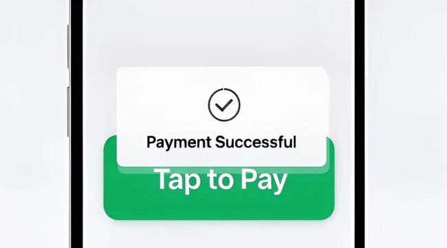 Tapping Tap to Pay button on smartphone showing payment successful