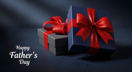 Happy father's day elegant gift box with red ribbon for dad's special day