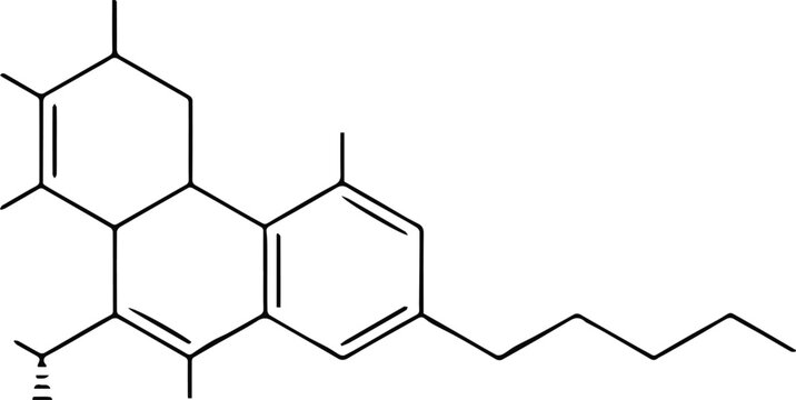 cbd molecule illustration benzene ring cyclohexene hydroxyl pentyl side
