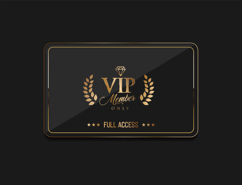 Elegant Exclusive VIP Access Event Pass Illustration, Luxury Gold VIP Access Pass. Premium VIP card in white color with golden diamond. Luxury design 