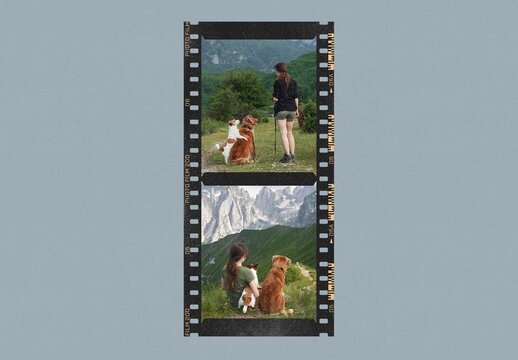 Analog Film Frame Template, Retro Film Strip Overlay Mockup & Collage Frame