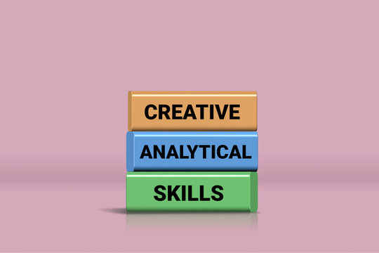 Creative analytical skills development business concept blocks