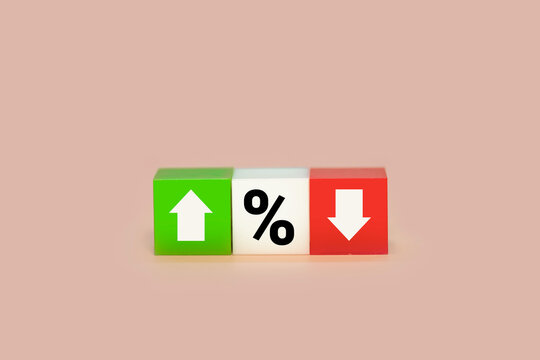 Percentage changing interest rates showing economic inflation and deflation