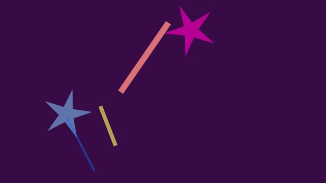 Dynamic abstract light trails with vibrant neon star shapes glow