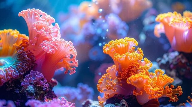Vibrant coral reef with colorful marine life in the deep ocean water