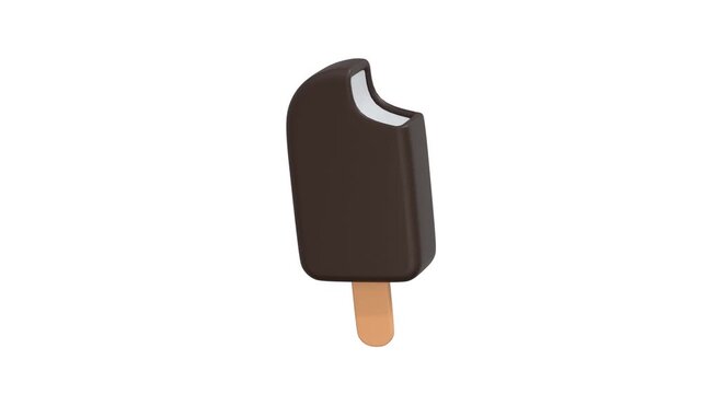 Biten Ice Cream icon 3d rendering animation on 4k.