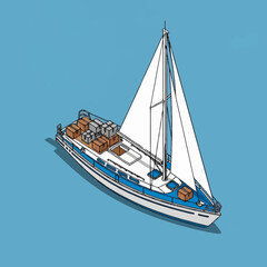 A sailboat with cargo on deck. © Rina