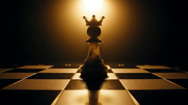 Strategic Queen Chess Piece Dominating Dramatic Spotlight