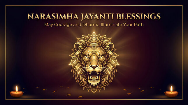 Elegant Narasimha Symbol Black Gold Festival Poster
