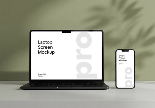 Laptop Phone Screen Mockup