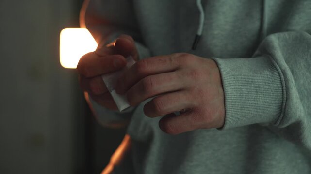 Moody Portrait of Man with Blister Pack of Pills &ndash; Anxiety, Stress and Treatment Theme