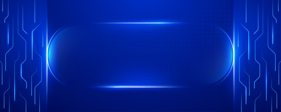 High Tech Cyber Circuit Blue Neon Banner