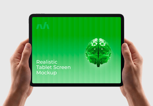 Realistic Tablet Screen Mockup in Hands