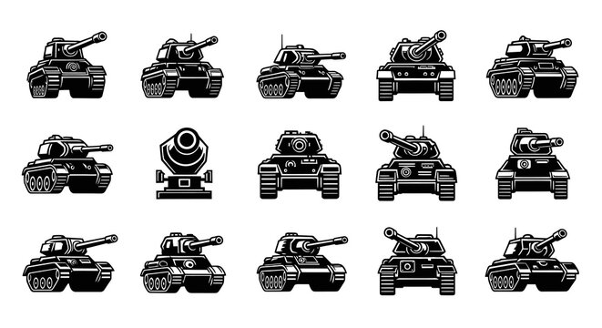 Heavy Military Battle Tank Silhouette Collection