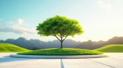 Obraz premium Tree in a park, serving as the backdrop for an outdoor competition or sports event.