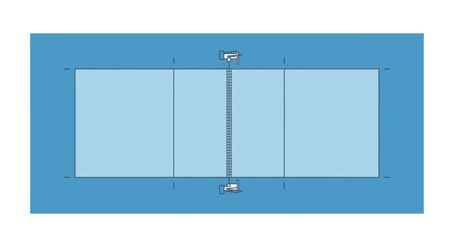 Blue ping pong table with net.