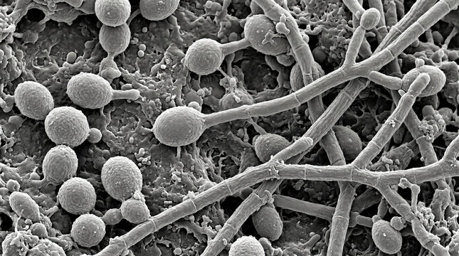 Scanning Electron Microscopy of Candida Albicans Germ Tubes and True Hyphae Emerging from Blastoconidia