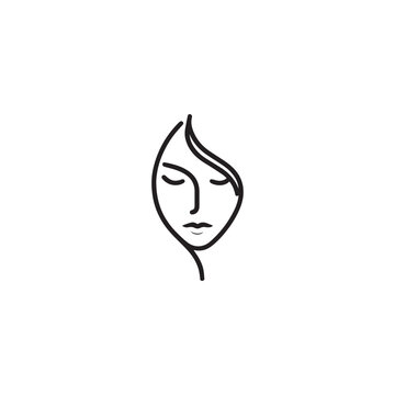 Spa logo simple Woman face logo icon vector Woman face logo black with white background