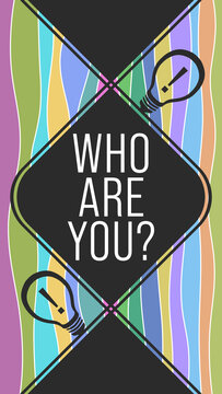 Who Are You Colorful Waves Vertical Background Grey Squares Text 