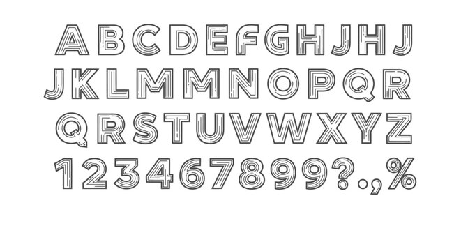 Alphabet letters and numbers set.