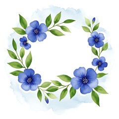 Obraz premium Watercolor Floral Wreath: Delicate Blue Blooms