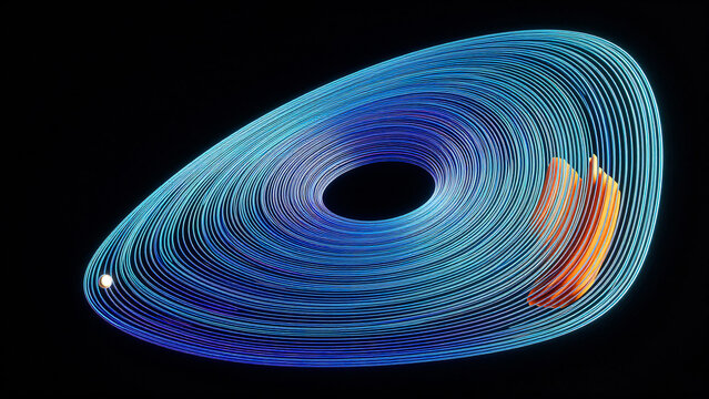 Dynamic 3D Render of a Chaotic Attractor Illustrating Nonlinear System Behavior and Complexity