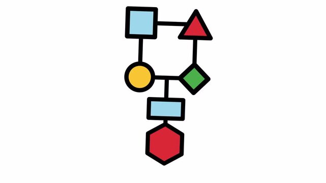 Colored molecular structure with connected shapes, suitable for scientific presentations, educational materials, web graphics, and technology concepts.
