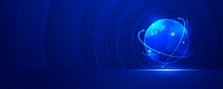 Futuristic Global Network Connection and Digital Communication Technology Banner