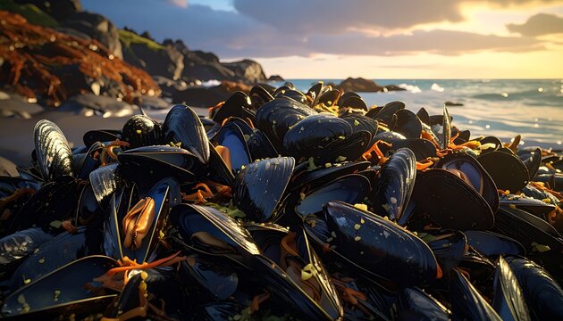 Coastal shellfish pile