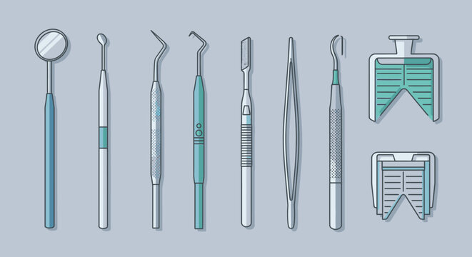 Dental tools and equipment instruments.