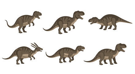 Obraz premium Group of toy dinosaurs walking together.