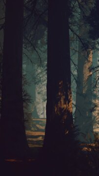 Morning light filters through ancient trees, casting enchanting shadows on the forest floor. The atmosphere is calm, filled with whispers of nature and hints of magic all around.