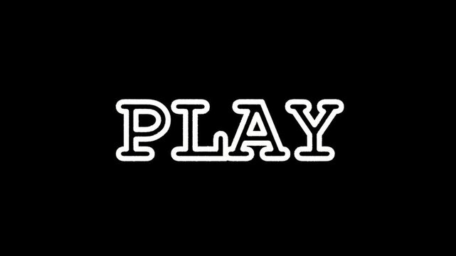 Stylish play button animation with creative typography on black background video