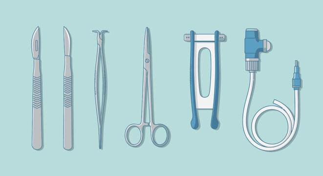 Medical tools and equipment set.