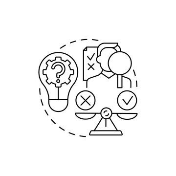 Hypothesis concept icon. Specific, clean and testable guesses of researchers idea thin line illustration. Scientific researching knowledge. Vector isolated outline RGB color drawing
