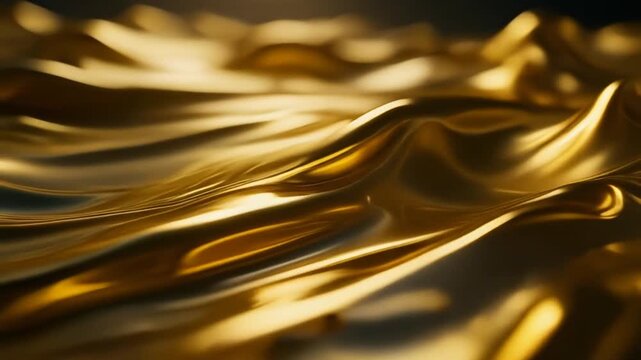 Cinematic Flowing Liquid Metallic Texture in Champagne Gold and Pearl White, Luxury Abstract Background