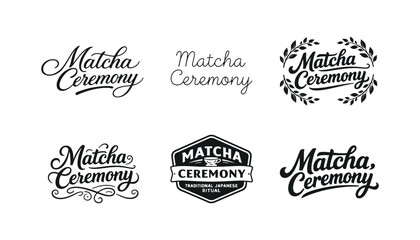 Obraz premium A set of Matcha Ceremony logos and icons in black and white