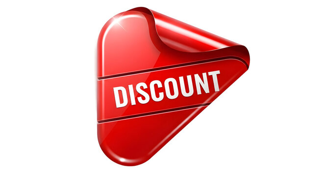 Bright red 'discount' sign special sale promotion isolated on transparent background