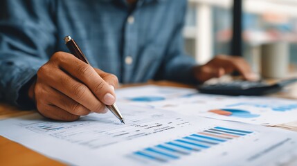 Fototapeta premium business owner reviewing annual financial report