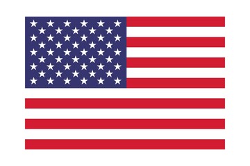 Obraz premium Flat illustration of the United States flag featuring white stars on a blue canton and red and white stripes, centered on a light background, symbolizing patriotism, unity, and national identity.