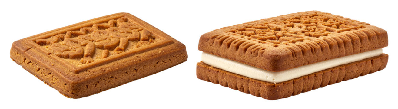 group of rectangle cookies isolated on white background