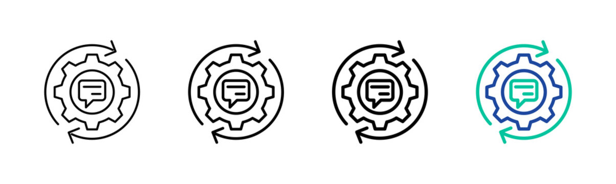 Automated Chat Icon Collection Different Style Outline