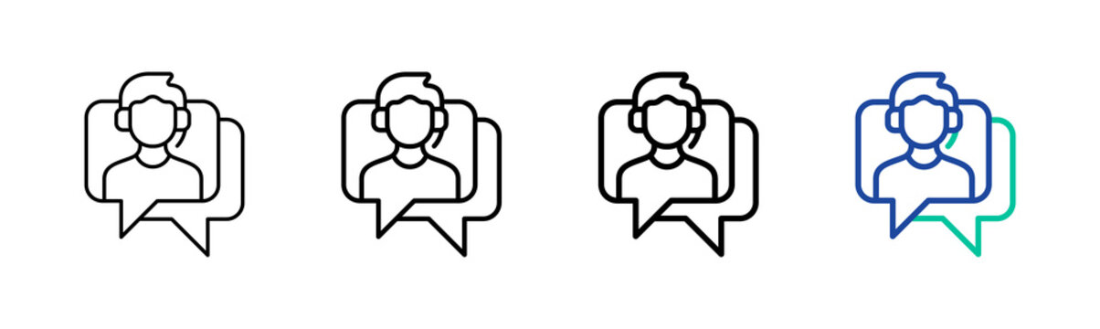 Chat Support Icon Collection Different Style Outline
