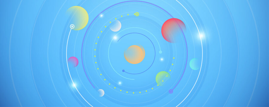 Colorful Abstract Planetary Orbit and Digital Connectivity Concept