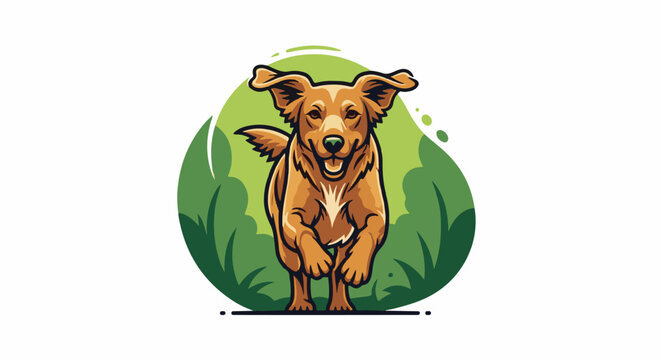 Happy dog running through lush green nature with ears flying