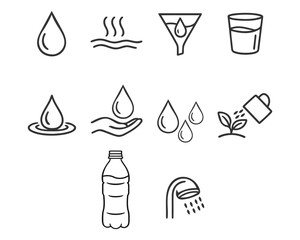 Fototapeta premium Water Usage and Conservation Icon Collection
