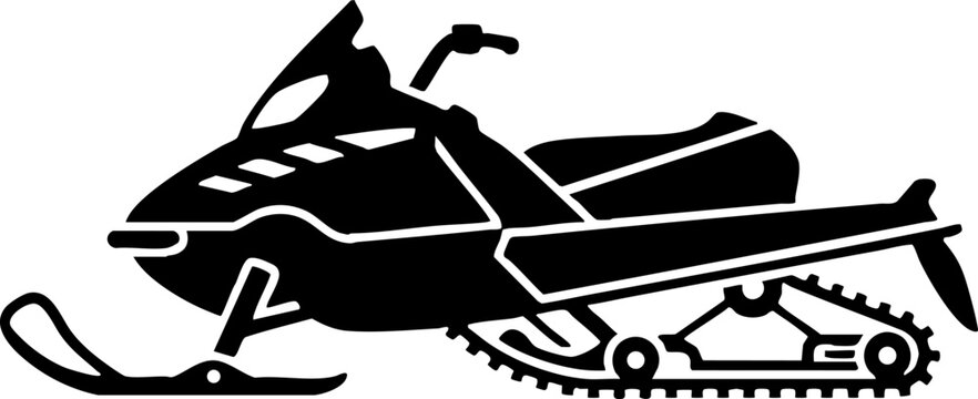 Black snowmobile icon silhouette isolated on white background