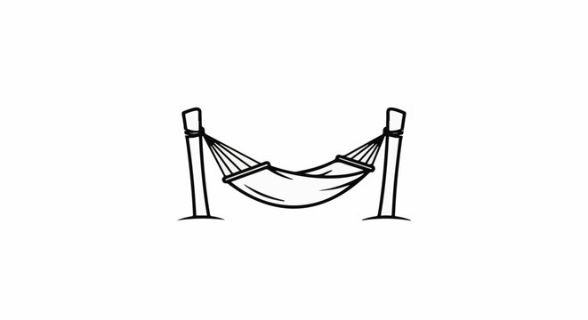 Hand-drawn hammock strung between two posts, conveying relaxation