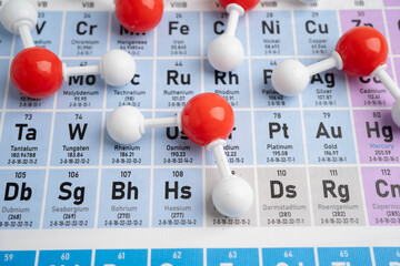 Molecules chemical on a periodic table background. © manassanant